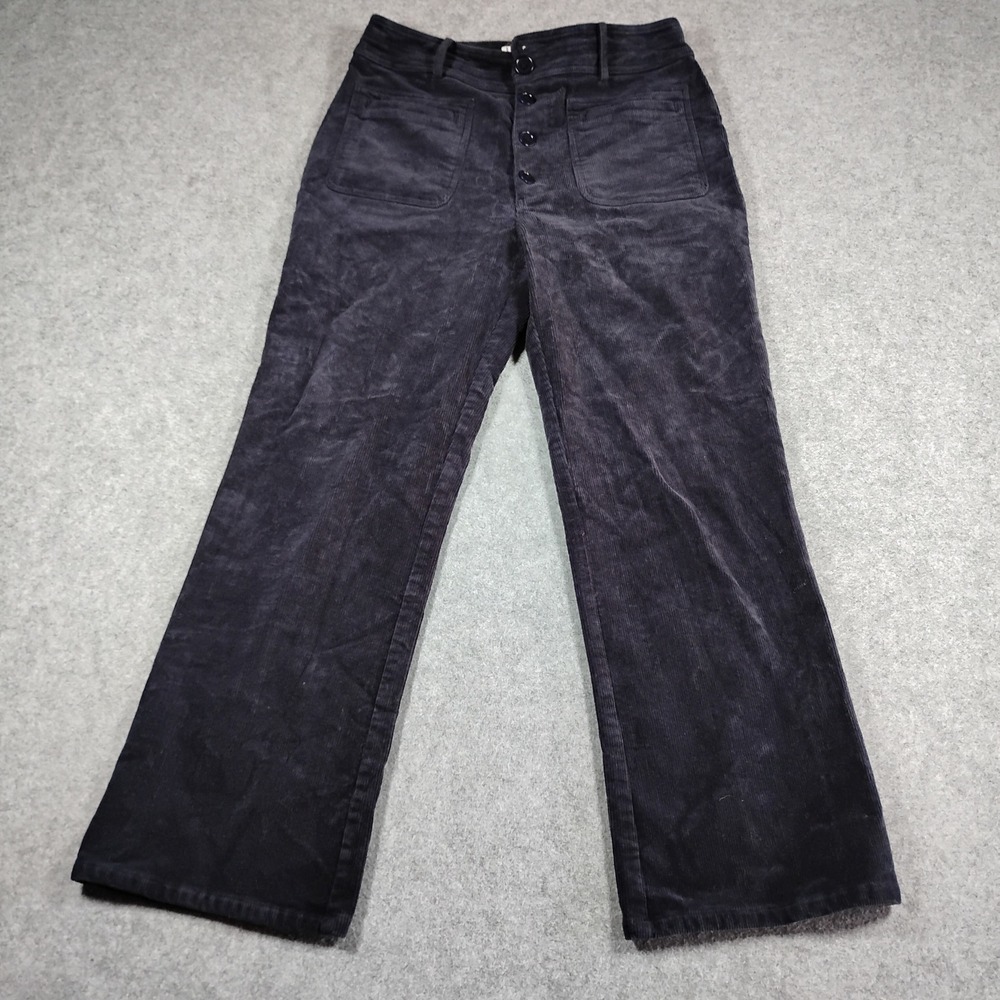 Apiece Apart Women Dark Navy‎ Corduroy Wide Leg Button Fly Pants Size 6